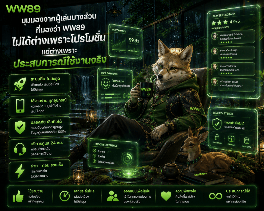 มุมมองจากผู้เล่นบางส่วน ที่มองว่า WW89 ไม่ได้ต่างเพราะโปรโมชั่น แต่ต่างเพราะประสบการณ์ใช้งานจริง